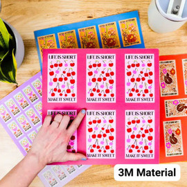 Custom 3M rectangle sticker sheets with matte or glossy finishes for branding.