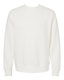 front wide angle view of a blank white Custom Printed Pigment-Dyed Crewneck