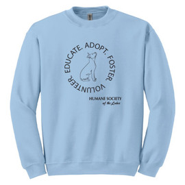 Humane Society of the Lakes Educate. Adopt. Foster. Volunteer. Crewneck Light Blue