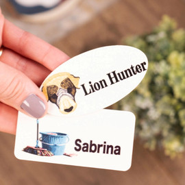 Magnetic Name Tags come in two varieties , oval or square