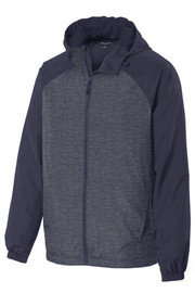 Sport-Tek® Heather Colorblock Raglan Hooded Wind Jacket