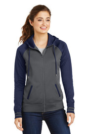 Sport-Tek® Women's Sport-Wick® Varsity Fleece Full-Zip Hooded Jacket model front