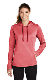 Sport-Tek ® Women's PosiCharge ® Sport-Wick ® Heather Fleece Hooded Pullover model front