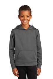 Youth Port & co Fleece Performance Hoodie model front view