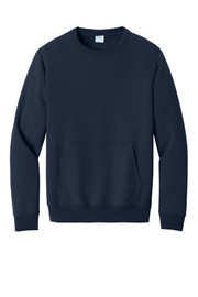 Navy Port & Company® Core Fleece Crewneck Pocket Sweatshirt