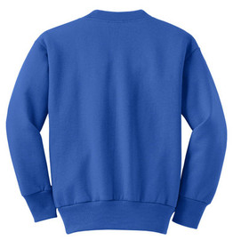 Youth crewneck fleece sweatshirt in classic fit, made from soft cotton/poly blend with ribbed cuffs and hem.