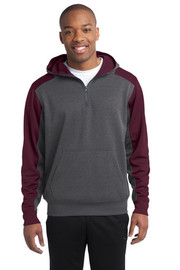 Sport-Tek®  Tech Fleece Colorblock 1/4-Zip Hooded Sweatshirt facing front