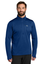 Blue  LIMITED EDITION Outdoor Research® Tech Grid 1/4-Zip Fleece on model