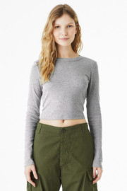 Bella+Canvas Micro Rib Women's Long Sleeve Baby Tee model front view