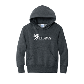 BIO Girls Youth Pullover Hooded Sweatshirt Dark Heather Grey