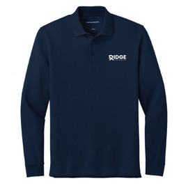 The Ridge Port Authority Wearever Signature Pique Long Sleeve Polo River Blue Navy