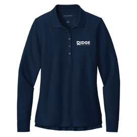 The Ridge Port Authority Ladies Wearever Signature Pique Long Sleeve Polo River Blue Navy