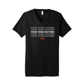 YWCA Your Voice Matters V-Neck Tee Solid Black Triblend