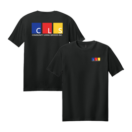 Community Living Services Basic Tee Black Front and Back