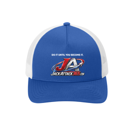JackAttack 365 Do It Until You Become It Logo Trucker Hat True Royal White