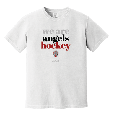 White Stacked Logo Angels Hockey | Comfort Colors Short Sleeve Tee