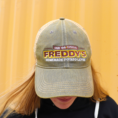 Freddy's Lefse Embroidery Legacy Trucker Cap with snapback closure