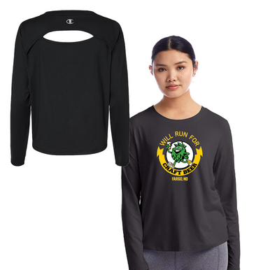 Black Will Run For Craft Beer | Soft Tech Champion Ladies Tee