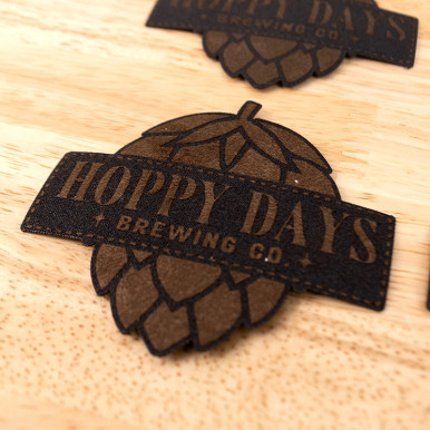 Custom DecoPress Suede Patches Close up