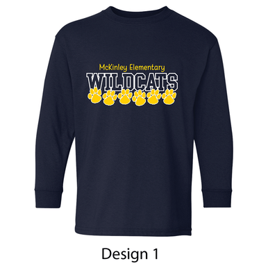 McKinley Elementary School | Youth Long-Sleeve T-Shirt Navy Design 1