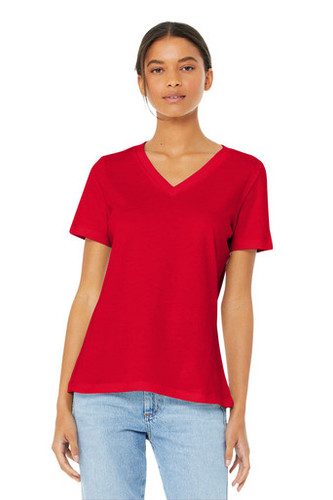 BELLA+CANVAS ® Women's Relaxed Jersey Short Sleeve V-Neck Tee model front