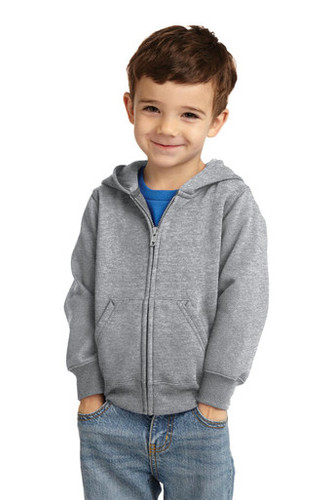 Port & Company® Toddler Core Fleece Full-Zip Hooded Sweatshirt model