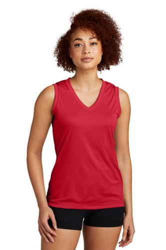 Sport-Tek® Women's Sleeveless PosiCharge® Competitor™ V-Neck Tee model front
