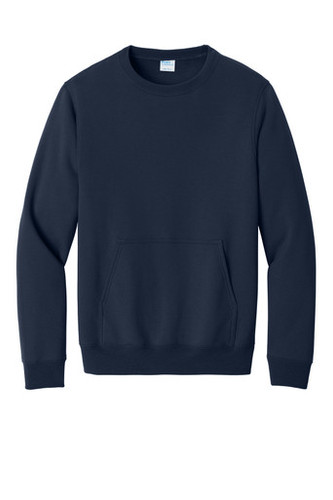 Navy Port & Company® Core Fleece Crewneck Pocket Sweatshirt