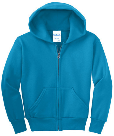 Youth Port & Co Full Zip Fleece hoodie front view