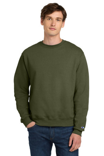 Champion®  Powerblend® Crewneck Sweatshirt in green on a model 