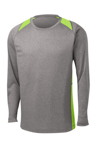 Sport-Tek® Long Sleeve Heather Colorblock Contender™ Tee front