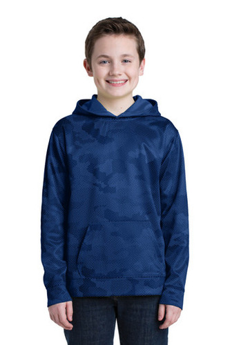 Sport-Tek® Youth Sport-Wick® CamoHex Fleece Hooded Pullover model front