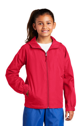 Sport-Tek® Youth Hooded Raglan Jacket model front