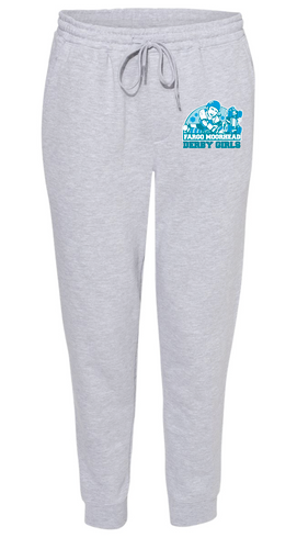 Derby Girls Fleece Sweatpants Grey Heather with Blue Image