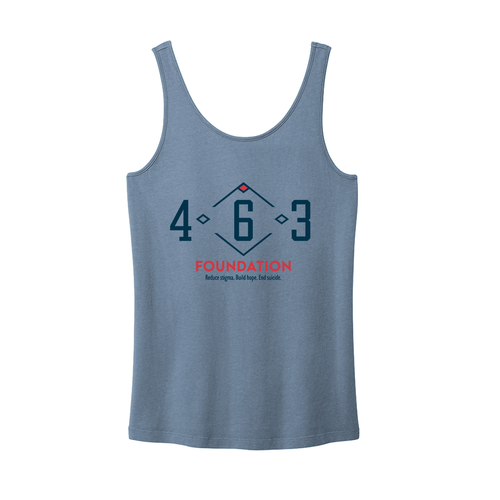 463 Foundation Womens Tank Faded Denim Front Tagline