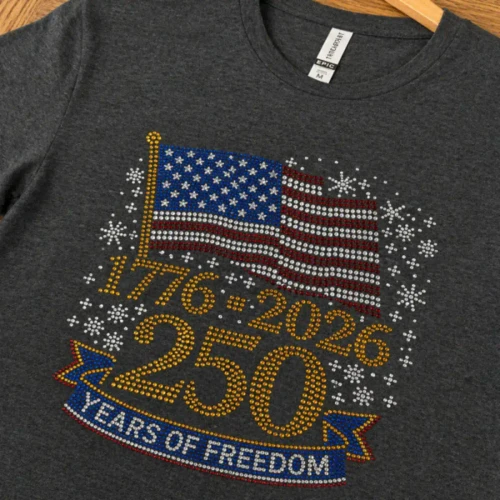 America Flag 250th Anniversary Rhinestone T-shirts