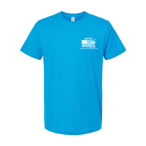 Kratz Family Outdoors Adult Jersey Tee Turquoise Front