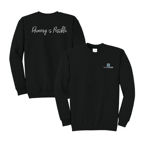 ShareHouse Recovery is Possible Crewneck Jet Black