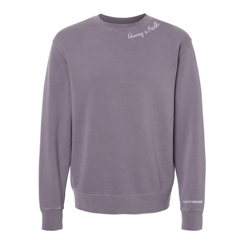 ShareHouse Embroidered Crewneck with Printed Sleeve Pigment Plum