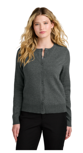 Port Authority® Women’s Easy Care Crewneck Cardigan Sweater Charcoal Heather