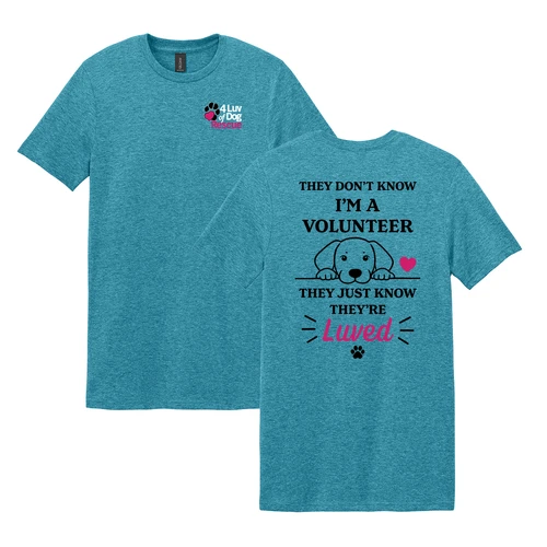 4 Luv of Dog Volunteer Tee Heather Galapagos Blue