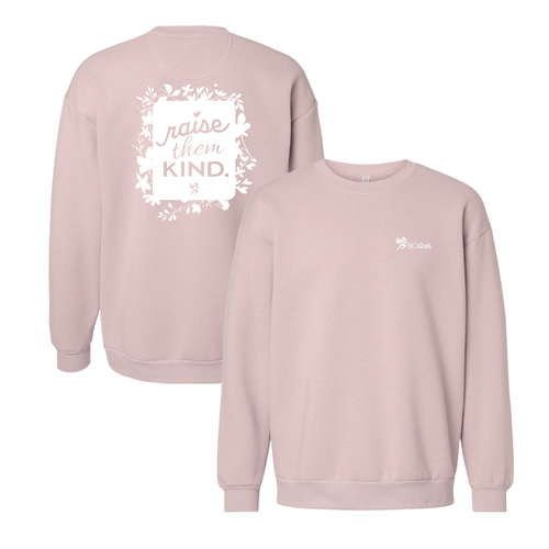 BIO Girls Raise Them Kind Adult Crewneck Blush