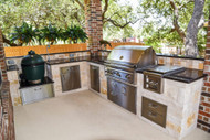 Outdoor Kitchen with Green Egg Smoker  L Island Plan 05-L
