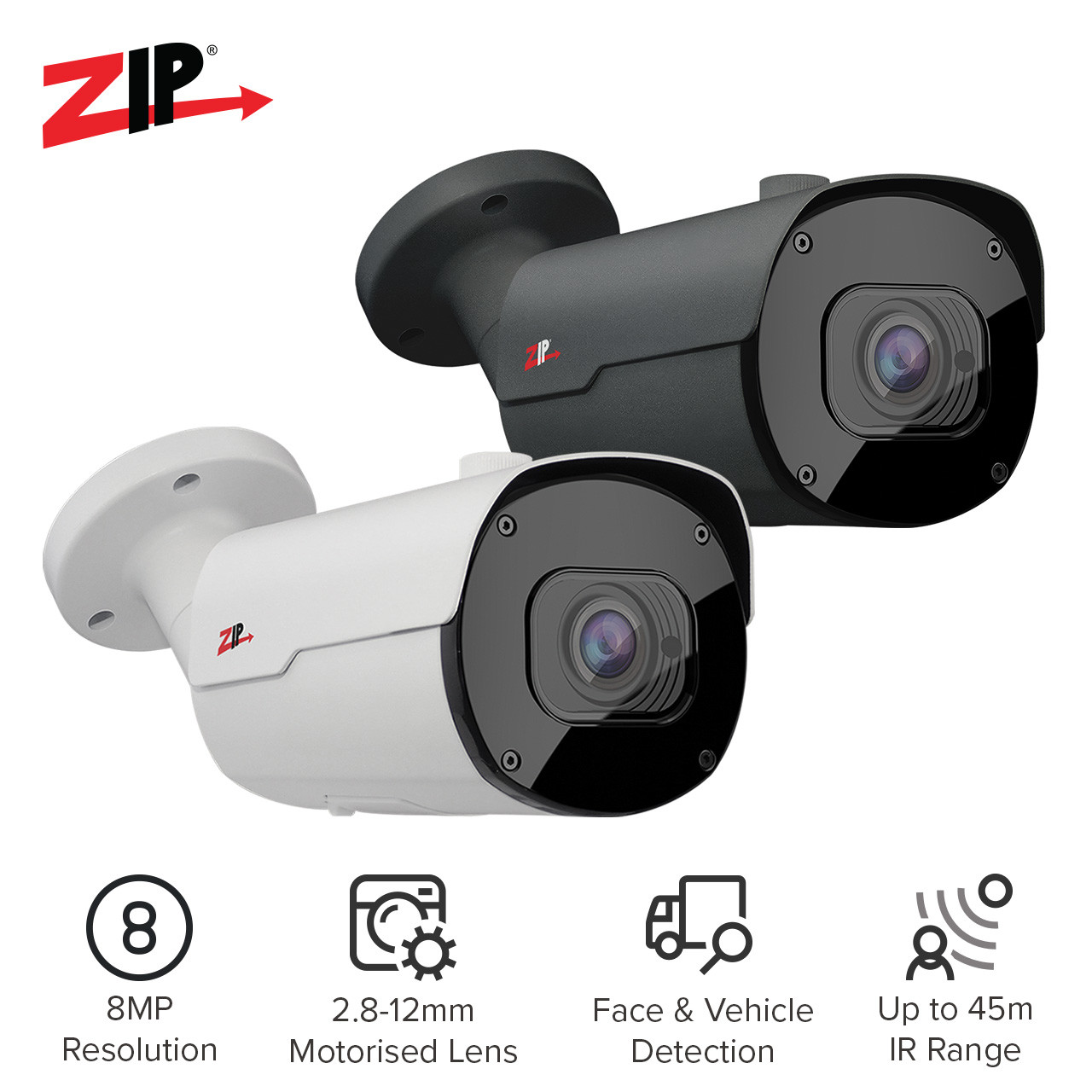 Zip IP 8MP 4K Pro iSense Bullet 2.8-12mm - System Q Ltd