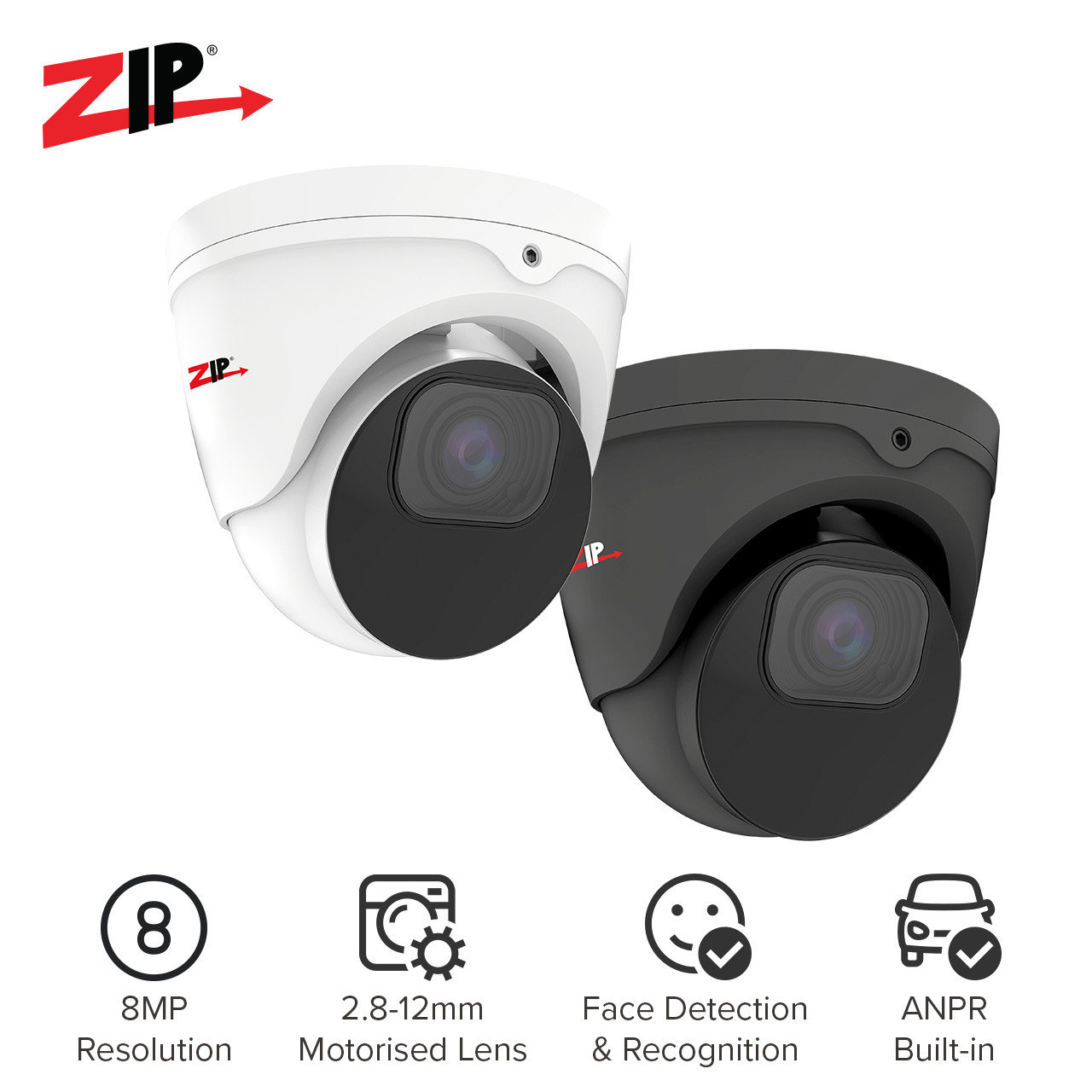 Zip IP 8MP (4K) Pro iSENSE Eyeball 2.8-12mm - System Q Ltd