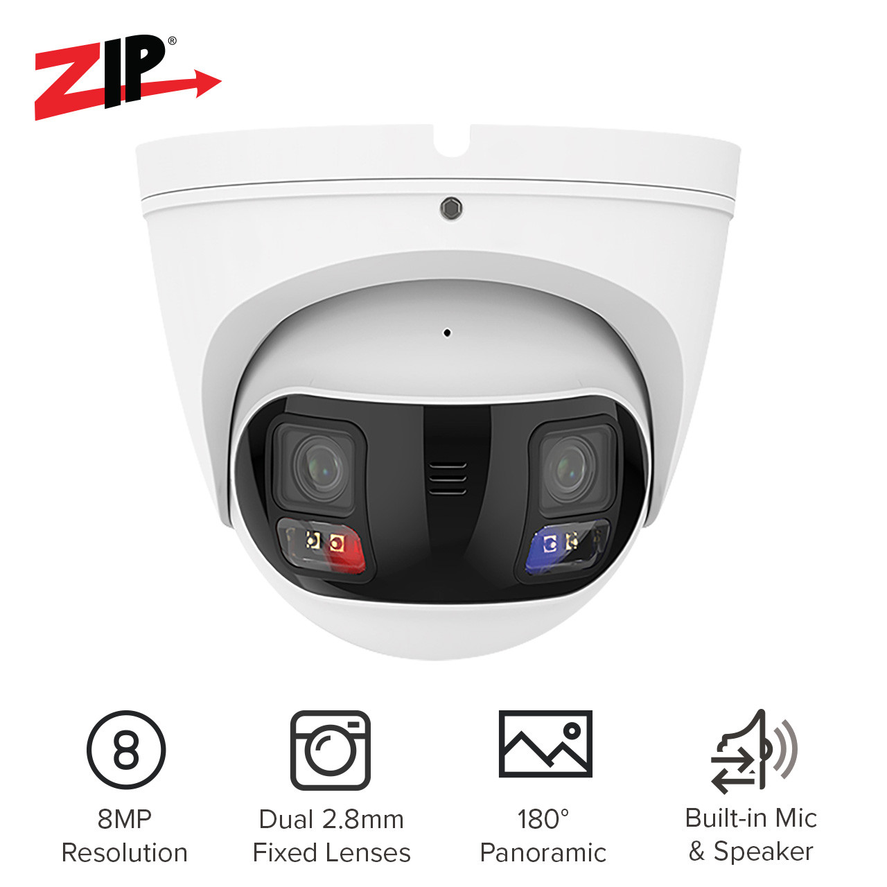 ZIP IP 8MP PRO 180 Degree EYEBALL 2.8mm - White - System Q Ltd
