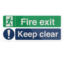 Seco Fire Exit - Arrow Pointing Left, Man Running Left, Fire Exit Sign, 450mm X 150mm - Photoluminescent Self Adhesive Vinyl