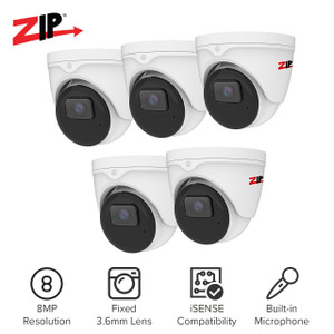 5 x IP-CAM3100W ZIP IP 8MP 4K PRO iSense EYEBALL 3.6mm - White