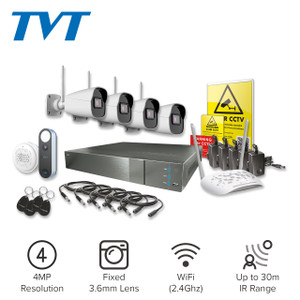Easy Fit WiFi Kit TVT 8CH NVR 4 WiFi Cams, Access Point + Doorbell Easy Fit WiFi Kit TVT 8CH NVR 4 WiFi Cams, Access Point + Doorbell