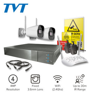 Easy Fit WiFi Kit - TVT 4CH NVR 2 WiFi Cams + Access Point